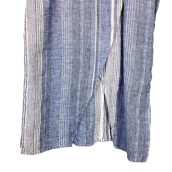 Express NWT Blue White Stripe Linen Blend Cut Out Strappy Wrap Midi Dress - Picture 9 of 12